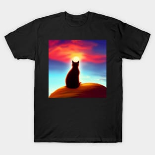 Cat Looking At Sunset T-Shirt